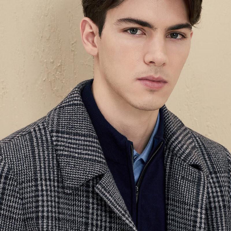 EMZ Men's Plaid Business Casual Overcoat