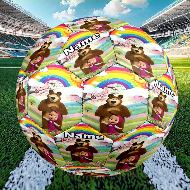 Custom Name Personalized Masha and The Bear-A Print Size 5 Soccer Ball Training & Match Football, for Team, Kicking, Gift for Football Enthusiasts