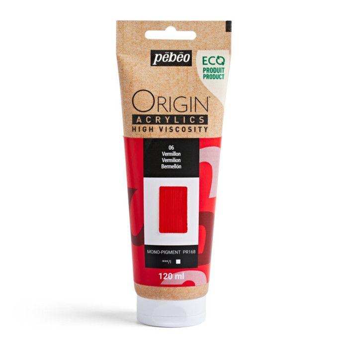 Peinture acrylique - Vermillon - 6 - Haute viscosité - Pébéo - Origin acrylics - 120ml