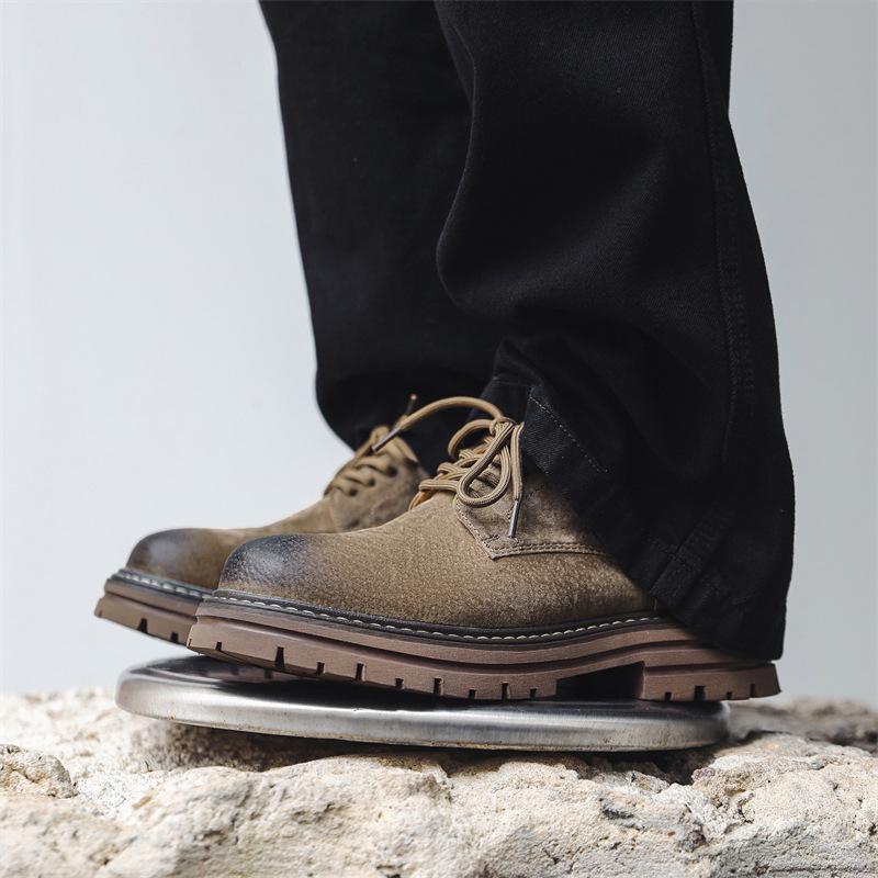 Martin shoes men's tooling boots big head trend low-top versatile Martin shoes casual round head British short boots 4515-J