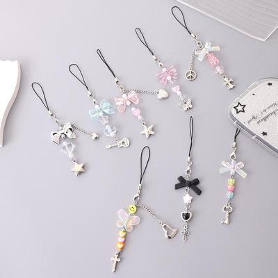 Pendentif Nœud Coloré Fait Main Étui de Téléphone Porte-Clés Lanière Charme