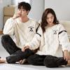 Couples' Cozy Flannel Pajama Set: Women's Plus Velvet, Men's Loose Fit, Warm Coral Fleece Homewear