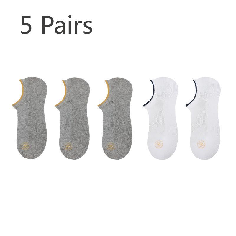 5 Pairs of Boat Socks Men's 3A Antibacterial Thin Socks Men's Summer Mesh Breathable Thin Shallow Mouth Anti-odour Invisible Socks