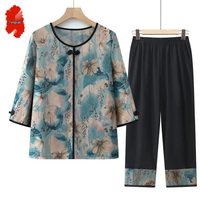 

Elderly Women s Chinese Style Summer T-shirt Set 3XL