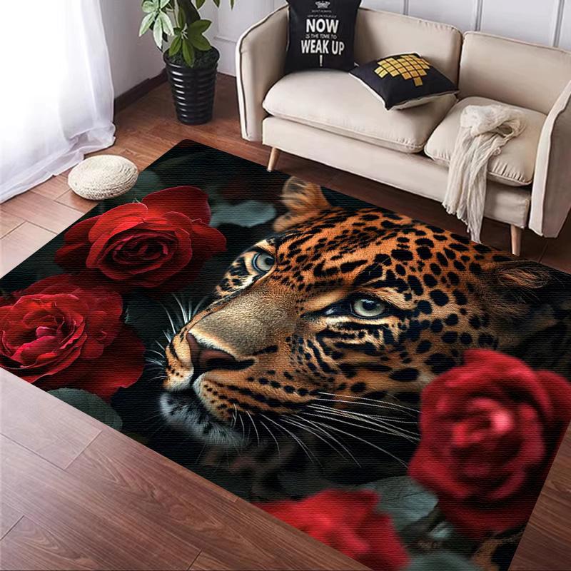 Rose leopard print carpet African cheetah room decoration Large Area Rugs Living Sofa Doormat Non Slip Hallway Balcony Floor Mat