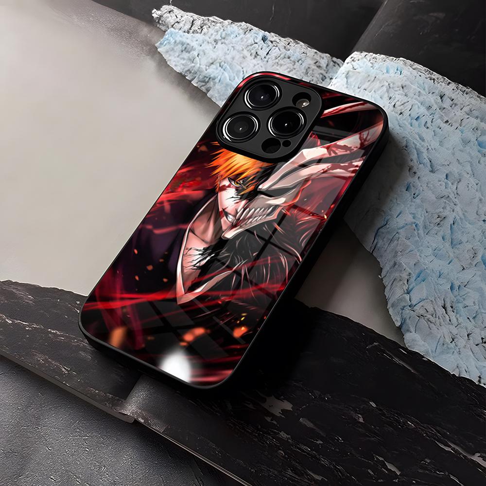 B-Bleachs K-Kurosaki Ichigo Phone Case Tempered Glass For IPhone 16 17 13 14 12 15 11 Pro Max Plus Mini X XR SE2020 Coque