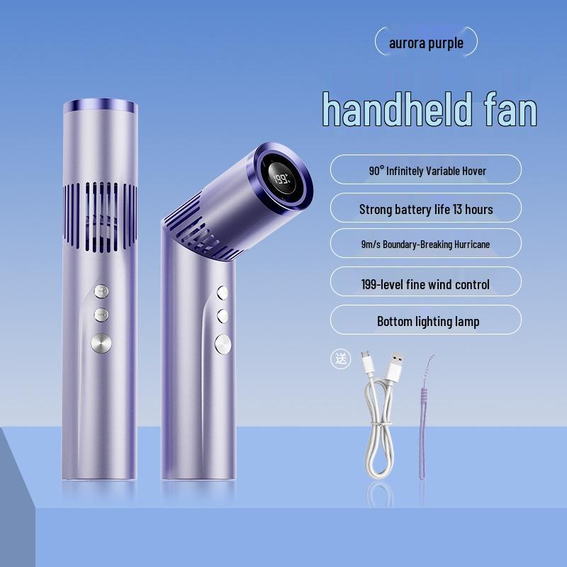 199-Speed Turbo USB Handheld Fan with Digital Display for Outdoor Use