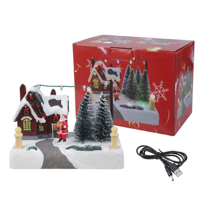 Rotating Holiday Music Boxes Featurings Warm LED Light And Resins Construction For Family Gatherings