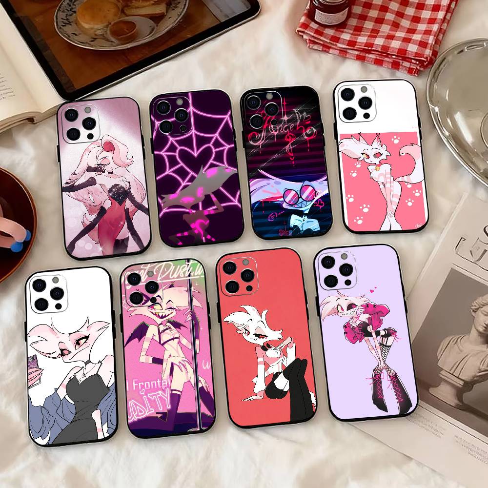A-Angel Dust-t H-Hazbin Phone Case For iPhone 17,16,15,14,13,12,11 Plus,Pro Max,XS,Soft Silicone Black Cover