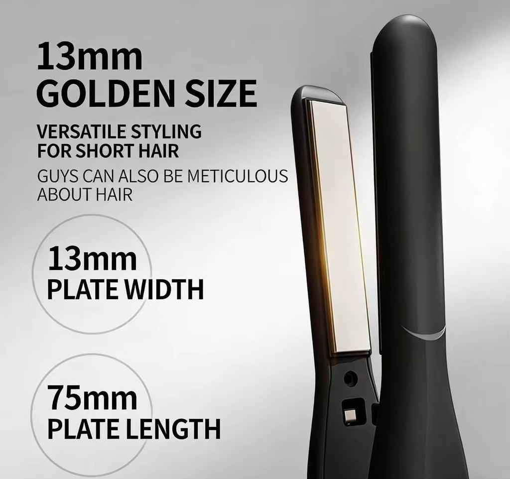 USB Rechargeable Wireless Mini Hair Straightener, Ceramic Ionic LED Temp Flat Iron for Short Hair Edge Straightening Curling