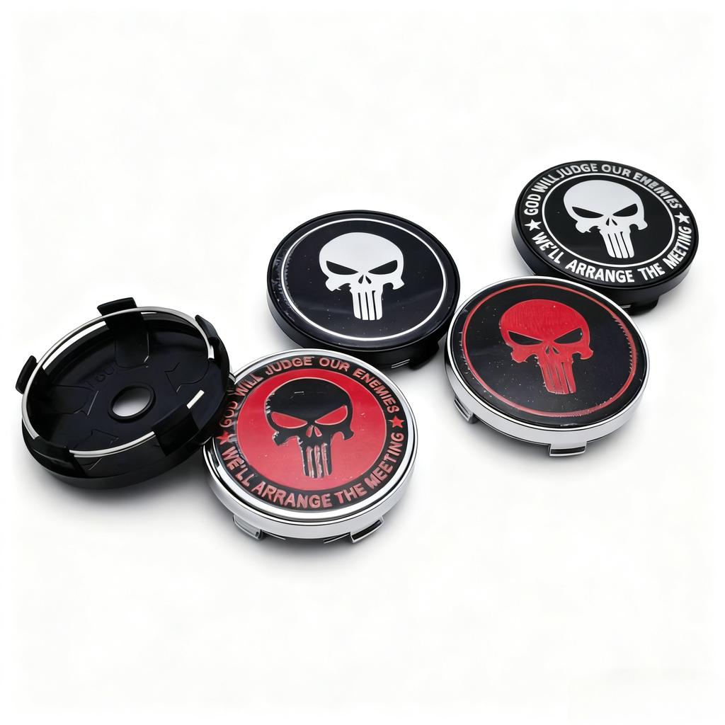 4pcs/set Skull Logo Emblem Car Wheel Center Caps 60MM 56MM Wheels Hub Cap Skulls Badge Rim Hubcaps Cover Replace Car Accessories