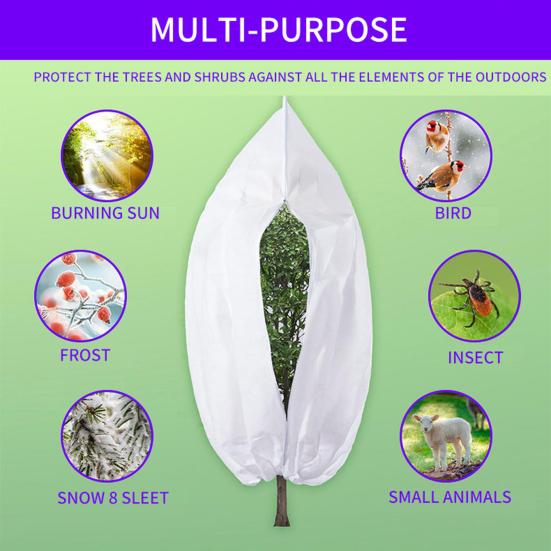 Yousheng Pflanzenschutzhülle mit Kordelzug und Reißverschluss, wiederverwendbares Vliesstoff, Winter, Außenbereich, Garten, Baum, Sträucher, Topfpflanzen, Frostschutzsack