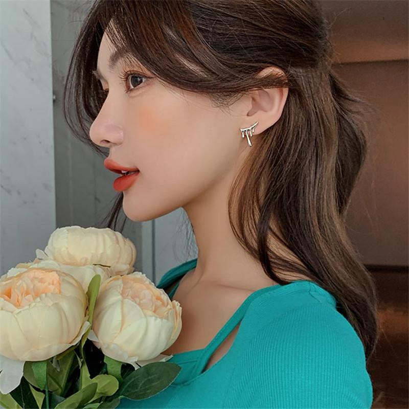Silver Alloy Trendy Womens Asymmetric Earrings Geometric Design Fashion