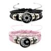 Three-layer Leather Bracelet Sun Moon Knitted Hand Chain Punk Bead Woven Bracelet  Gift