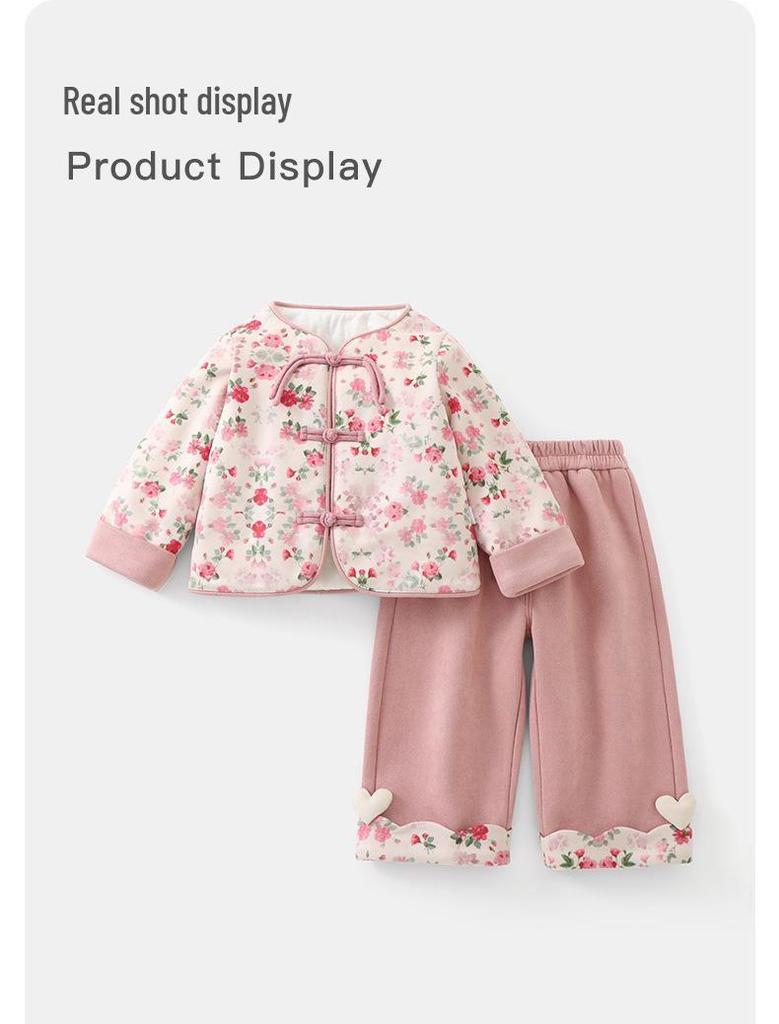 DUUDUU New Year Baby Girl Outfit 2025: Autumn/Winter Toddler Cotton Clothing