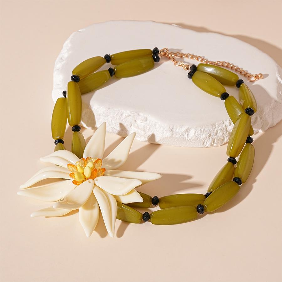 Смола искусственный хрусталь цветок бамбук чокер ожерелье преувеличенный высококлассный праздничный стиль ювелирные изделия