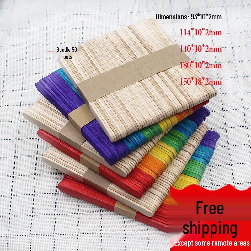 Colored Wooden Ice Cream & Popsicle Sticks (50 pcs/pack)Ice cream spoon length 75mm