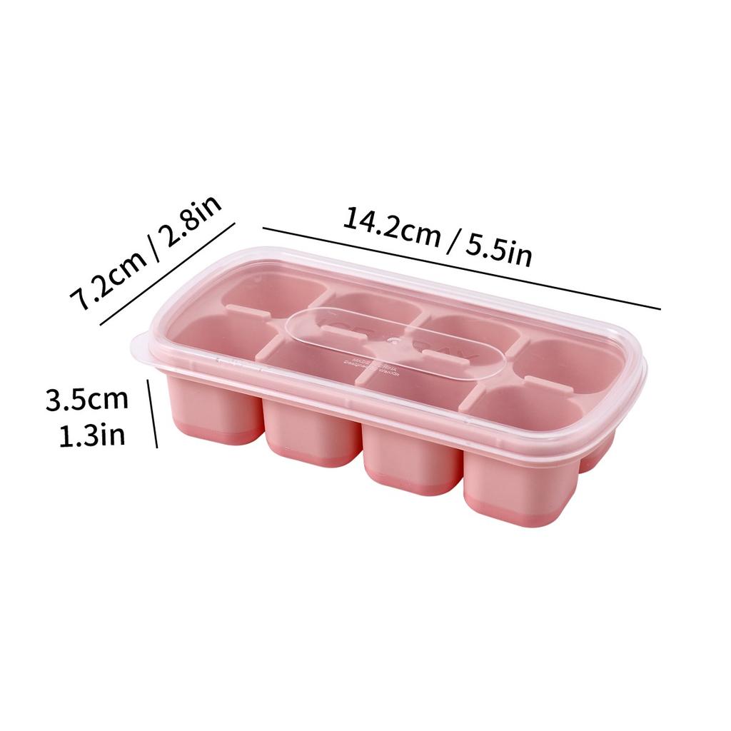 1/2/4pcs Square Plastic Ice Cube Tray With Lid 8 Grids Reusable Ice Cube Mold Refrigerator DIY Ice Maker Ice Mould For Drinks
