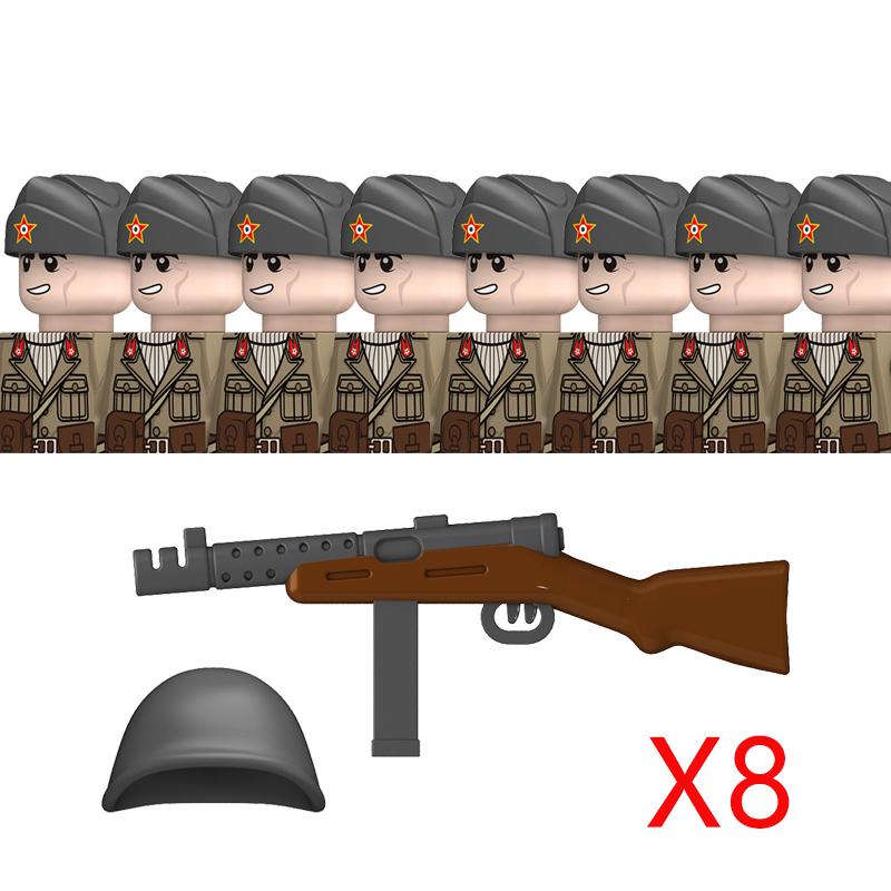 Non-Toxic Ww2 French Military Soldeirs Building Blocks Italy Warrior Italian Infantry Officer Gun Helmet Army War Weapon Bricks Toys Gift