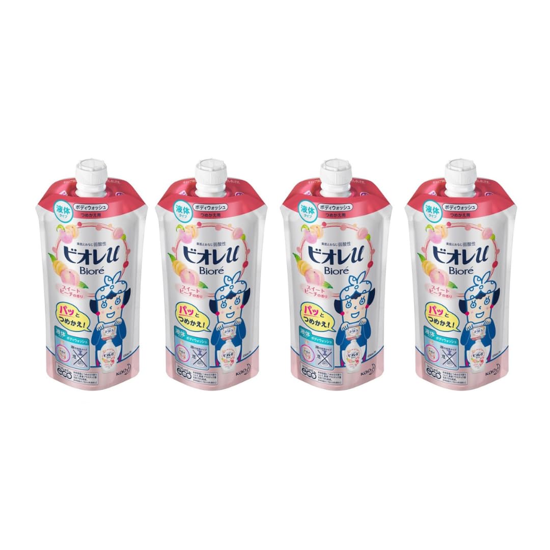 

[Set of 4] Biore u Body Soap Refill 340ml (Sweet Peach Scent)