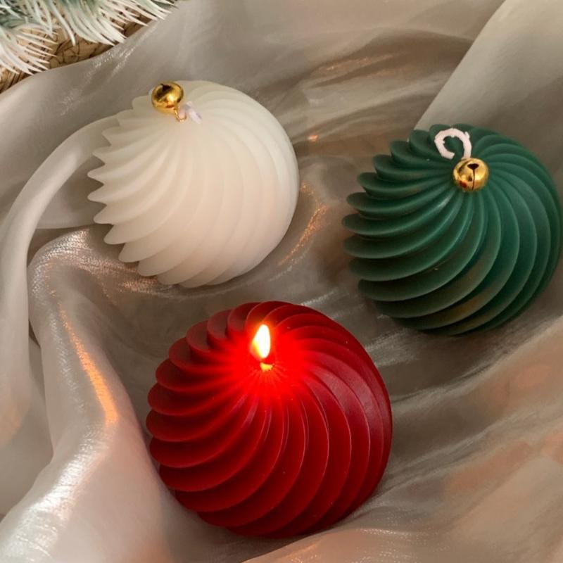 3D Drehkugel Silikon Kerzenform Winter Weihnachten Souvenirs DIY Streifen Aromatherapie Seife Harz Gips Basteln Herstellung Wohnkultur