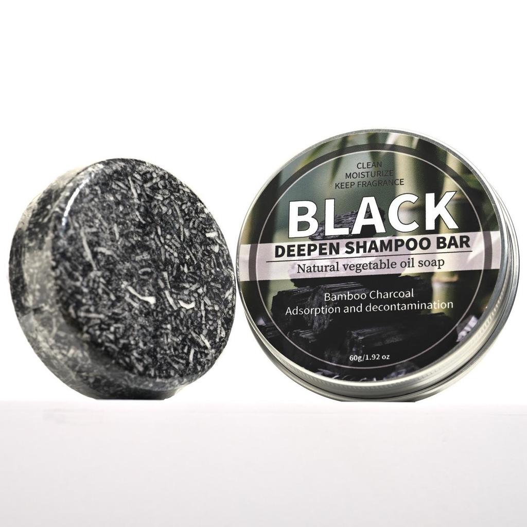 Black Handmade Essential Oil Shampoo Bar with He Shou Wu & Ginger for Nourishing & Blackening Hair