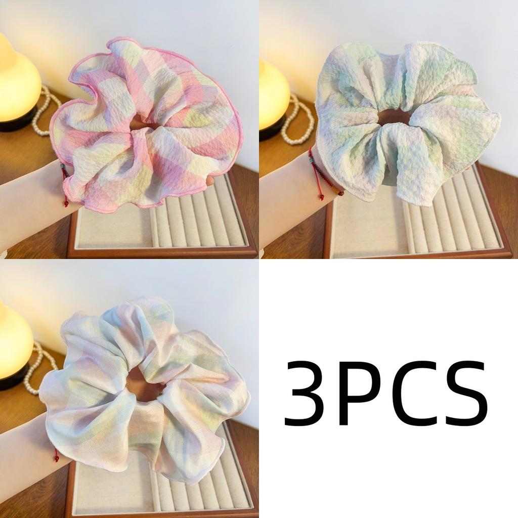 1/3PCS Wrinkled Fabric, Large Intestine Hair Loop, Candy Color, Large Meatball Hair Accessory, Tied Hair Headband, Female