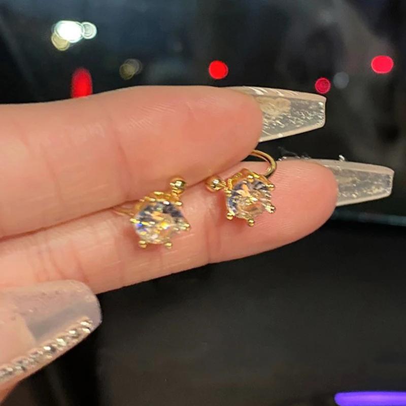 Shiny Zircon Ear Cuff Non-Piercing Earrings Fashion Delicate Simple Silvery Mini Ear Clip Earrings Female Jewelry Gift Wholesale