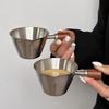Stainless Steel Measuring Cup With Wooden Handle 100Ml Coffee Milk Pitcher With Scale For Barista And Kitchen Use