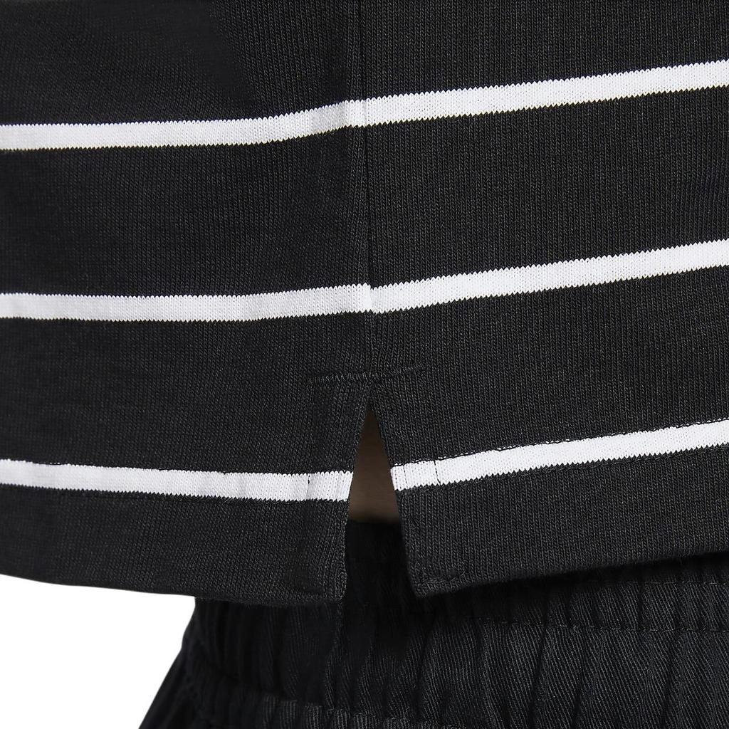 Nike Sportswear Small Logo Embroidered Color Block Striped Comfortable Casual Short Sleeve Polo Shirt Women Polo Shirts Black HM4649-010