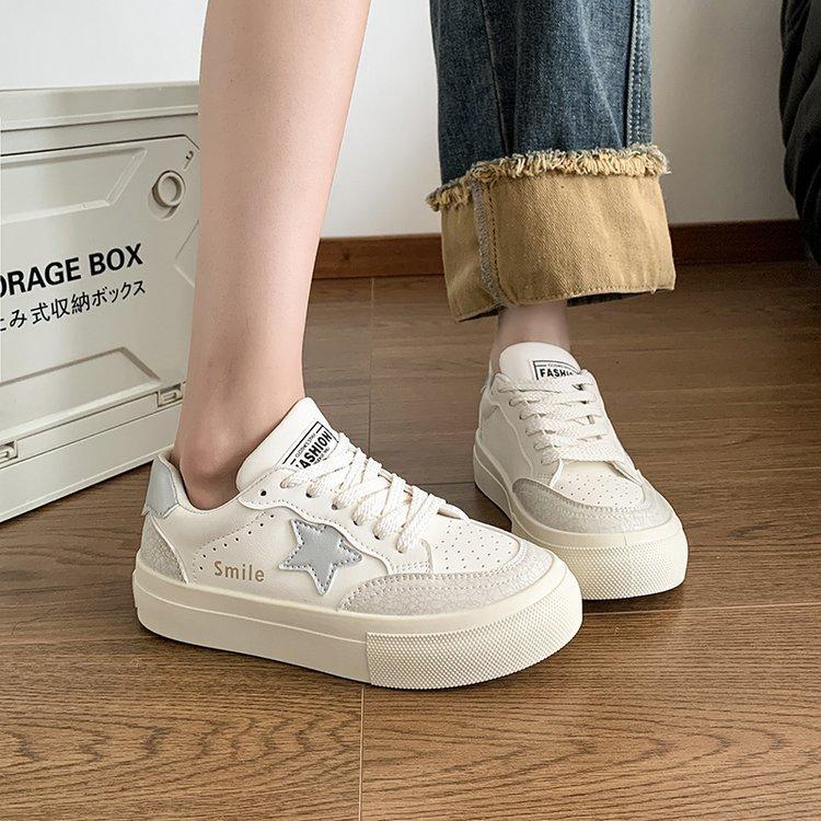 

Star little white shoes women s 2024 new autumn and winter Korean version of student casual shoes color matching round head flat baseplate shoes 40 срібний
