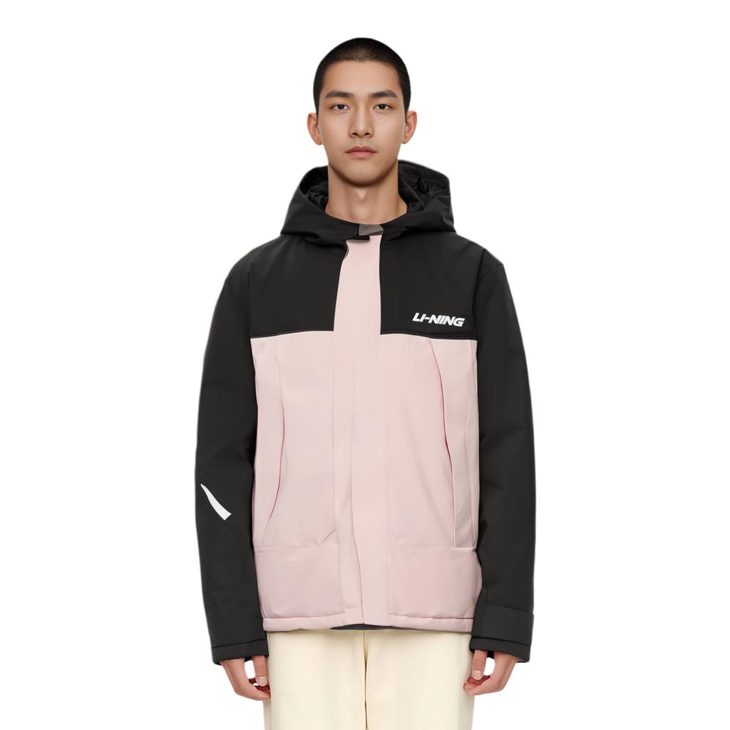 Li Ning Fitness Series Letter Logo Print Reflective Loose Versatile Cold Resistant Casual Short Winter Down Jacket Men Jacket AYMT321-3