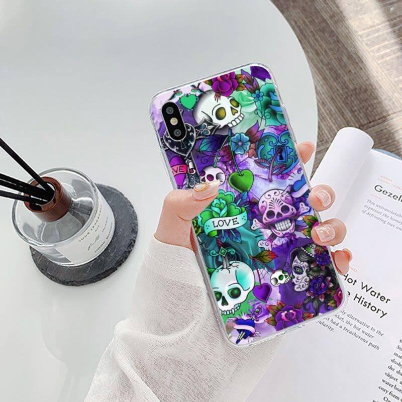 Scary Modeka Skull Flowers Phone Case For IPhone 14 13 12 11 XS X 8 7 6 Plus Mini Pro Max SE 2022 Soft Transparent Phone Cover