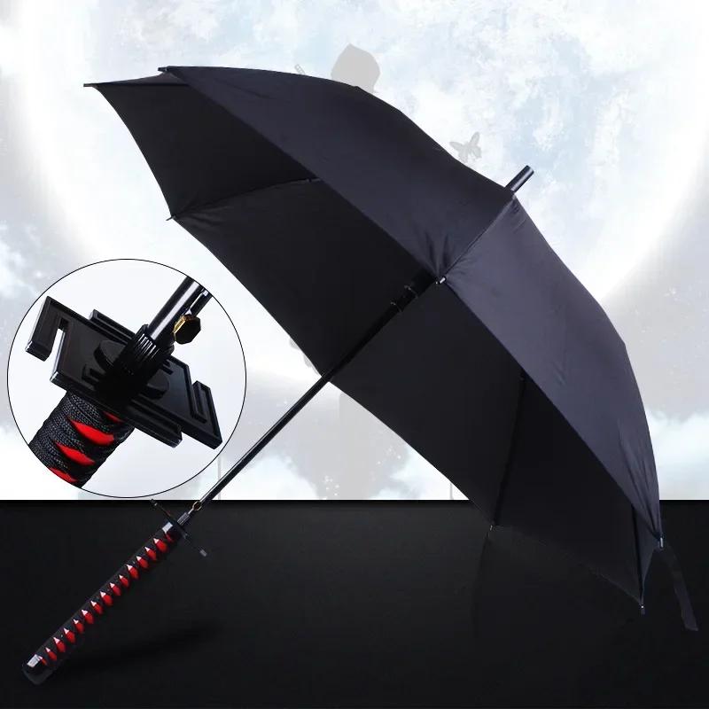 8 Bones Anime Umbrella with Long Handle Windproof Samurai Sword Japanese Ninja-like Sun Rain Straight Beach Umbrella for Gifts