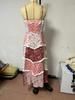 Women's Sleeveless Strappy Digital Printed Maxi Dress Patchwork Skirt