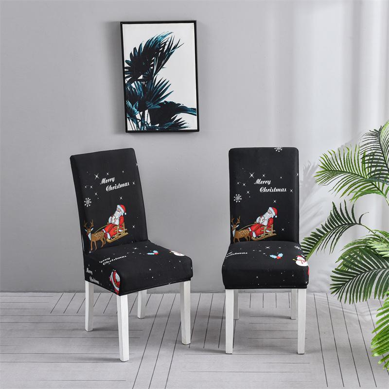 1/2/4/6Pcs Christmas Elastic Chair Cover For Dining Room Santa Claus Xmas Kitchen Home Decorative Spandex Slipcovers Seat Covers