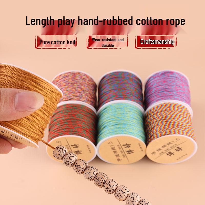 20m Multicolor Tie-Dyed Cotton Thread for DIY Moon Bodhi Bracelet
