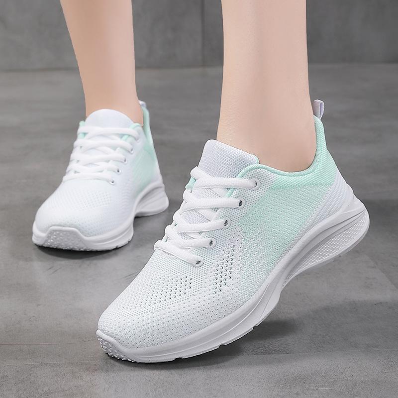 Spring and Autumn Women's Shoes Mesh Breathable Sneakers Women's Walking Casual Travel Shoes Lightweight Flying Weaving Student Running Shoes