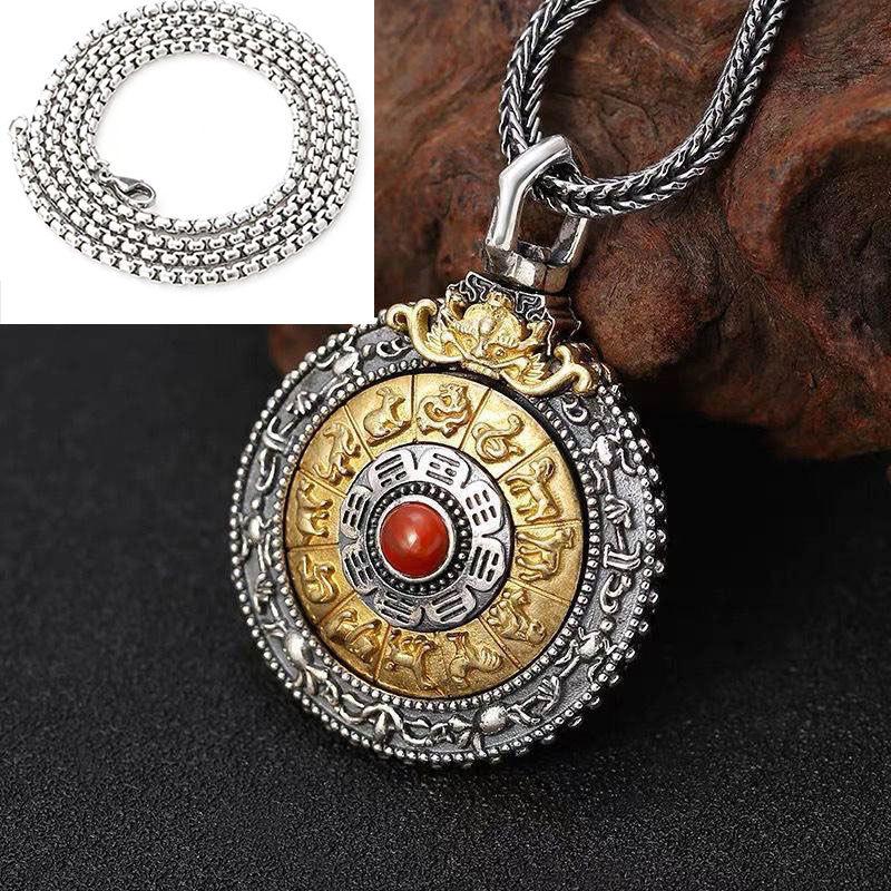 

Necklace Nine Palaces Bagua Rotating Men s Retro Women s Pendant 50CM(Necklace Size)