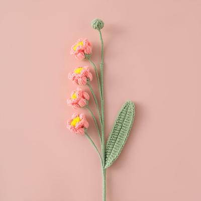 1 szt. Ręcznie dziergana gałązka sztucznego kwiatu, dziergany kwiatowy ornament, szydełkowany dzwonek orchidei