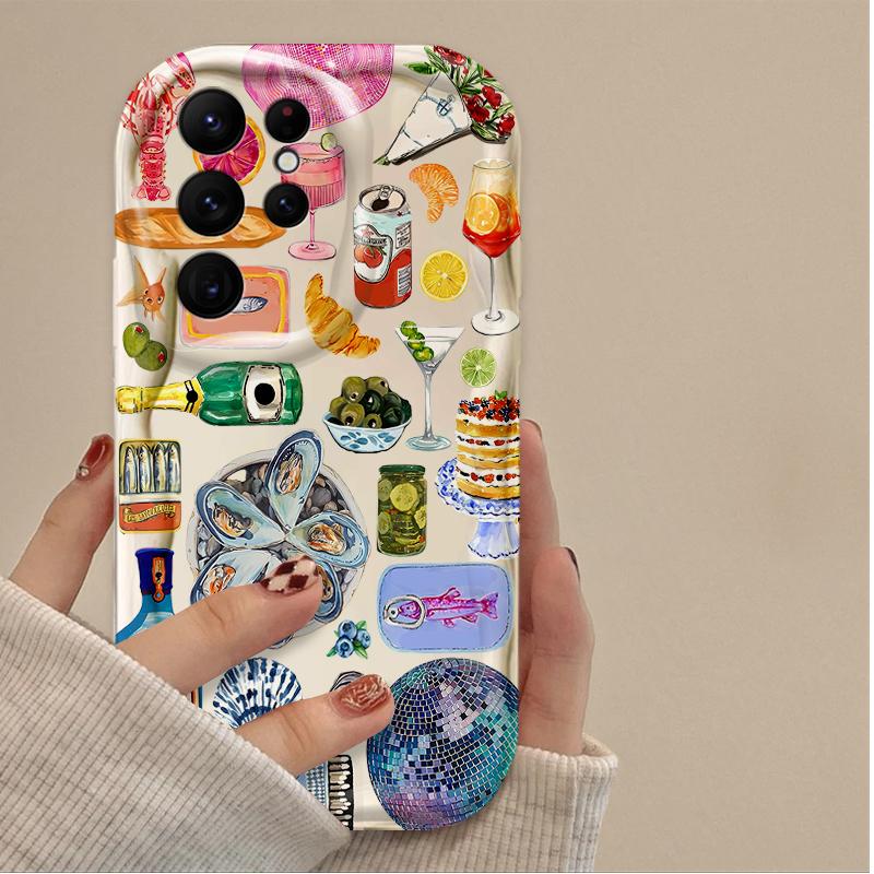 

Seaside Scenery Wine Lemon Phone Case For Samsung Galaxy S23 S24 S25 S26 Ultra S22 S21 S20 Plus FE A15 A16 A34 A35 A54 A55 Cover Galaxy A35 5G