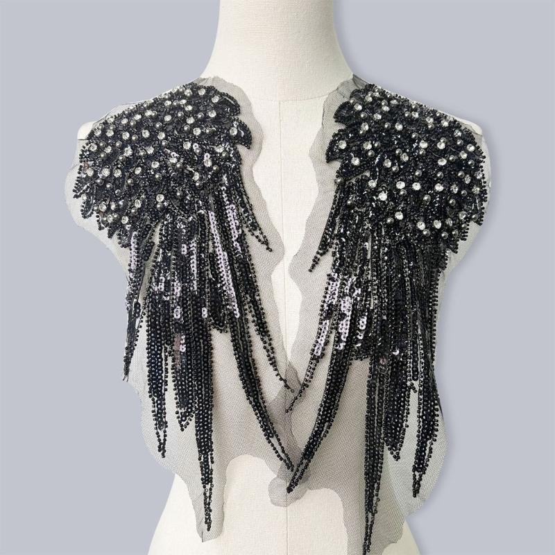 1pair Stylish Embroidered Angel Wing Patches Fashion Women Shoulder Decorations for Casual Wear and Event Dressing