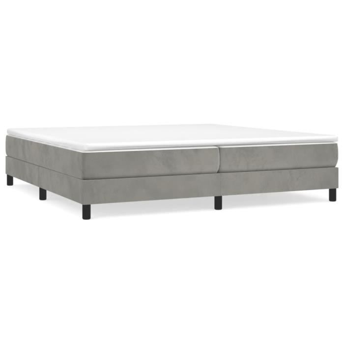 3144351 vidaXL Divan Bed and Mattress Light Grey 200x200cm Velvet