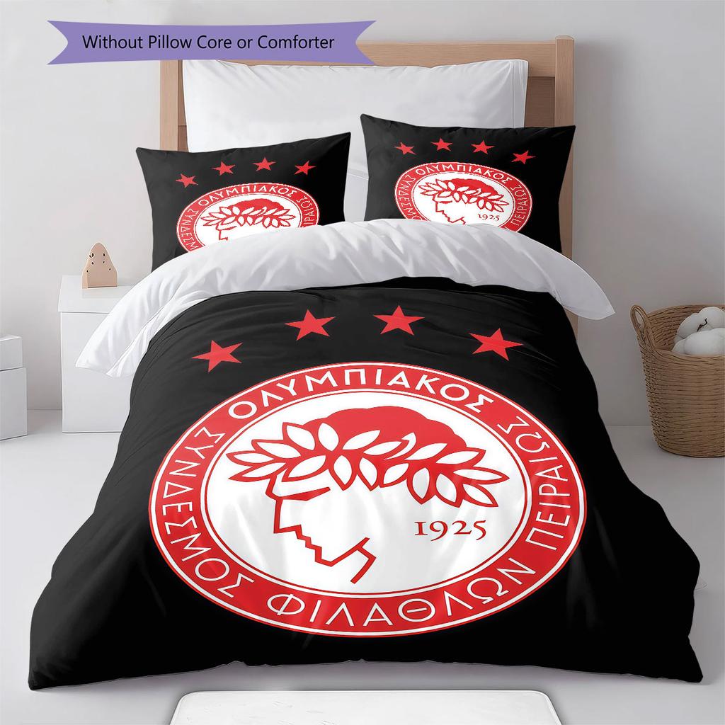 Olympiacos F.C Juego de Ropa de Cama Colcha Funda de Colcha Funda de Almohada Decoración del Hogar Regalo de Cumpleaños (1 * funda nórdica + 2 * fundas de almohada, sin núcleo)