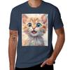 Soap Bubble Lover Cute Yellow Cat TShirt Breathable Basic Cotton TShirt