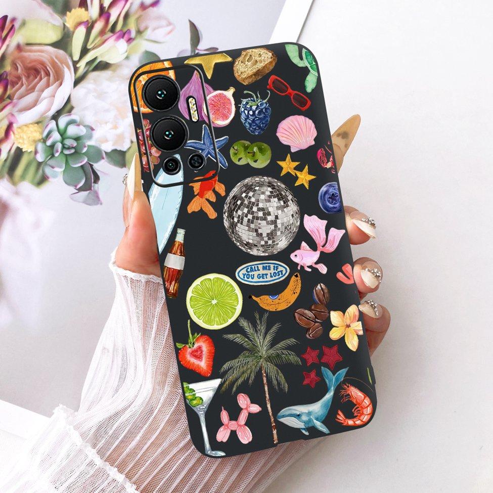 Phone Case For Infinix Hot 12 Cover Silicone Cute Cat Fashion Funny Painted Casing For Infinix X6817 X6817B