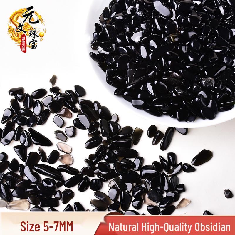 Black Obsidian Crushed Stone Ornament for Fish Tank Purification and Landscaping