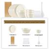 Japanese-Style Milk White Dishware Set: Creative Double-Handle Soup Bowl, Rice Bowl, Plate, and Vegetable Plate.