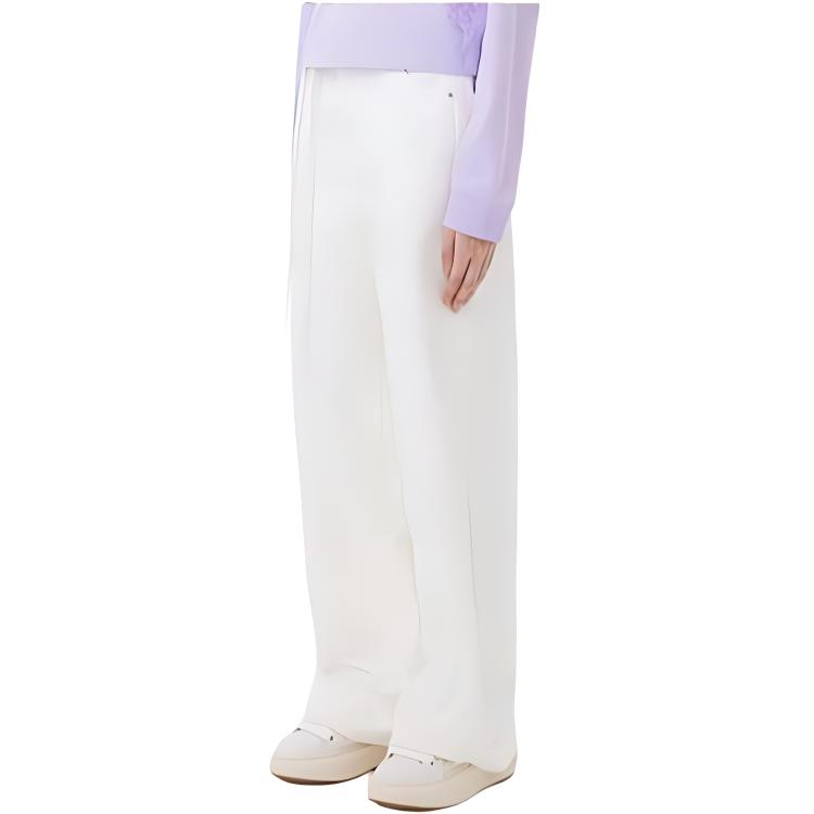 Li Ning Carefree Growth Einfarbige Straight Leg Washed Denim Lange Hose Damenunterteile Weiß AJQT012-1