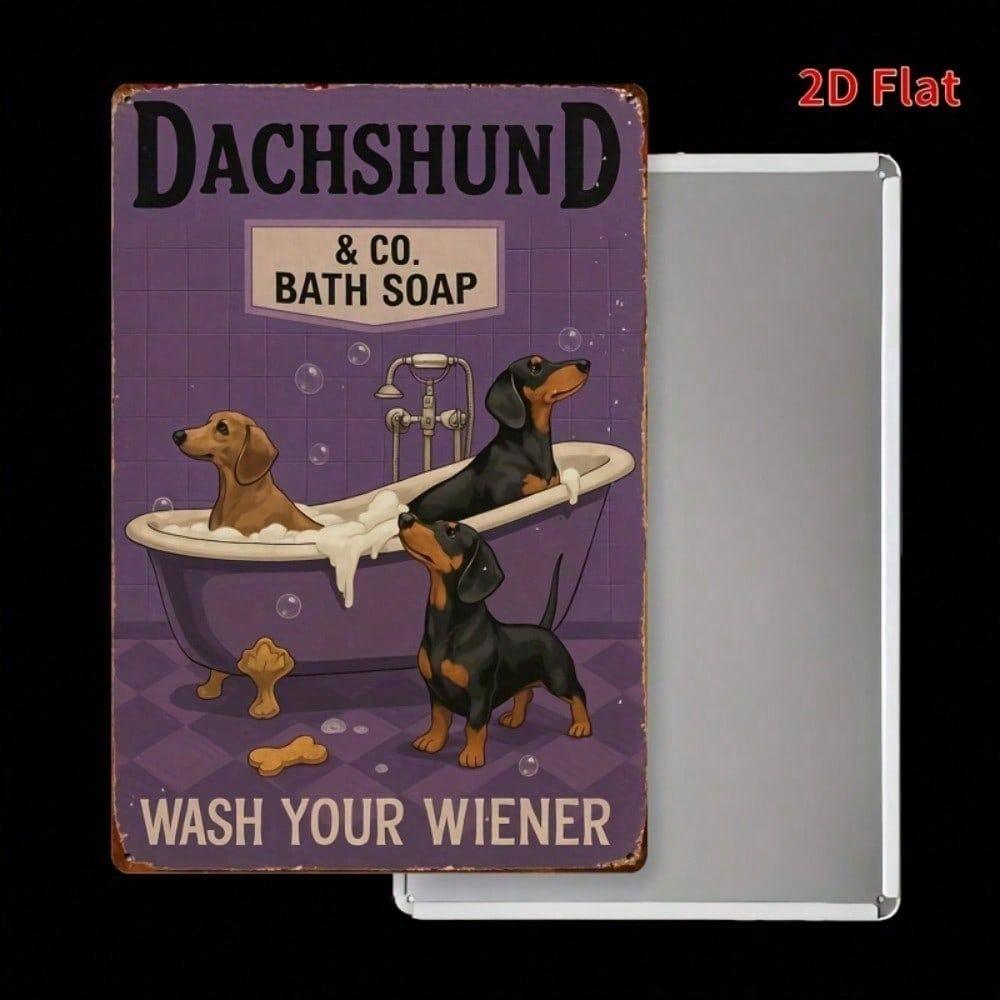 Vintage Dachshund Metal Sign 8x12 Inch Classic Short Legged Dog Wall Art Unique Home Bathroom Decor